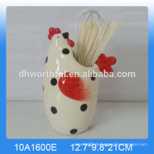 Kundenspezifische keramische Keramik-Utensilienhalter-Set mit beliebter Hühnerform